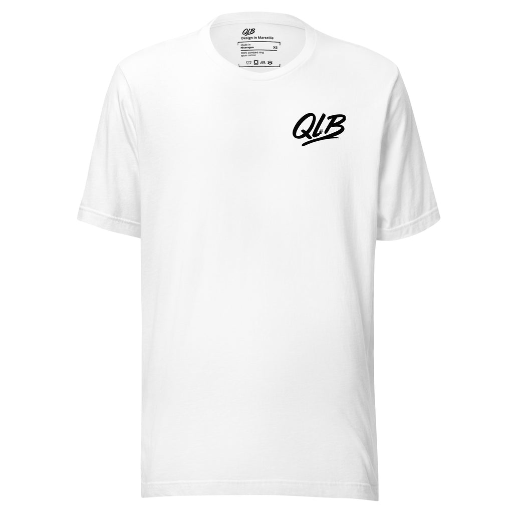 T-shirt QLB Que La Bouffe blanc, streetwear Marseille, coupe unisexe